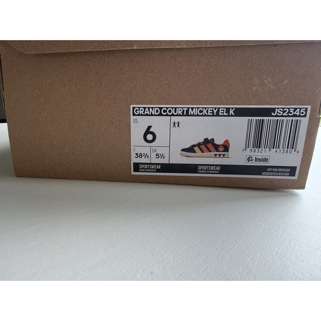 Disney x Adidas Grand Court Mickey EL K JS2345 Navy Orange Size 6K / Women’s 7.5