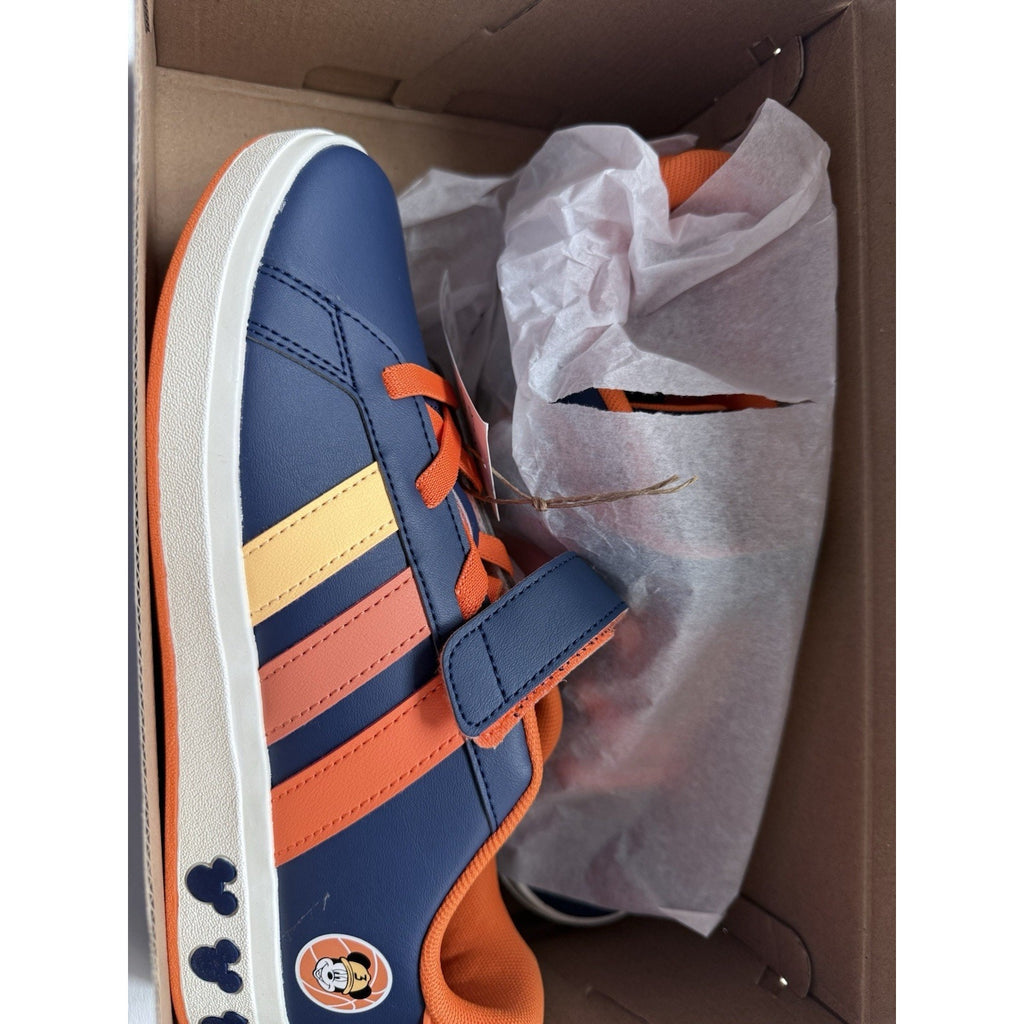 Disney x Adidas Grand Court Mickey EL K JS2345 Navy Orange Size 6K / Women’s 7.5