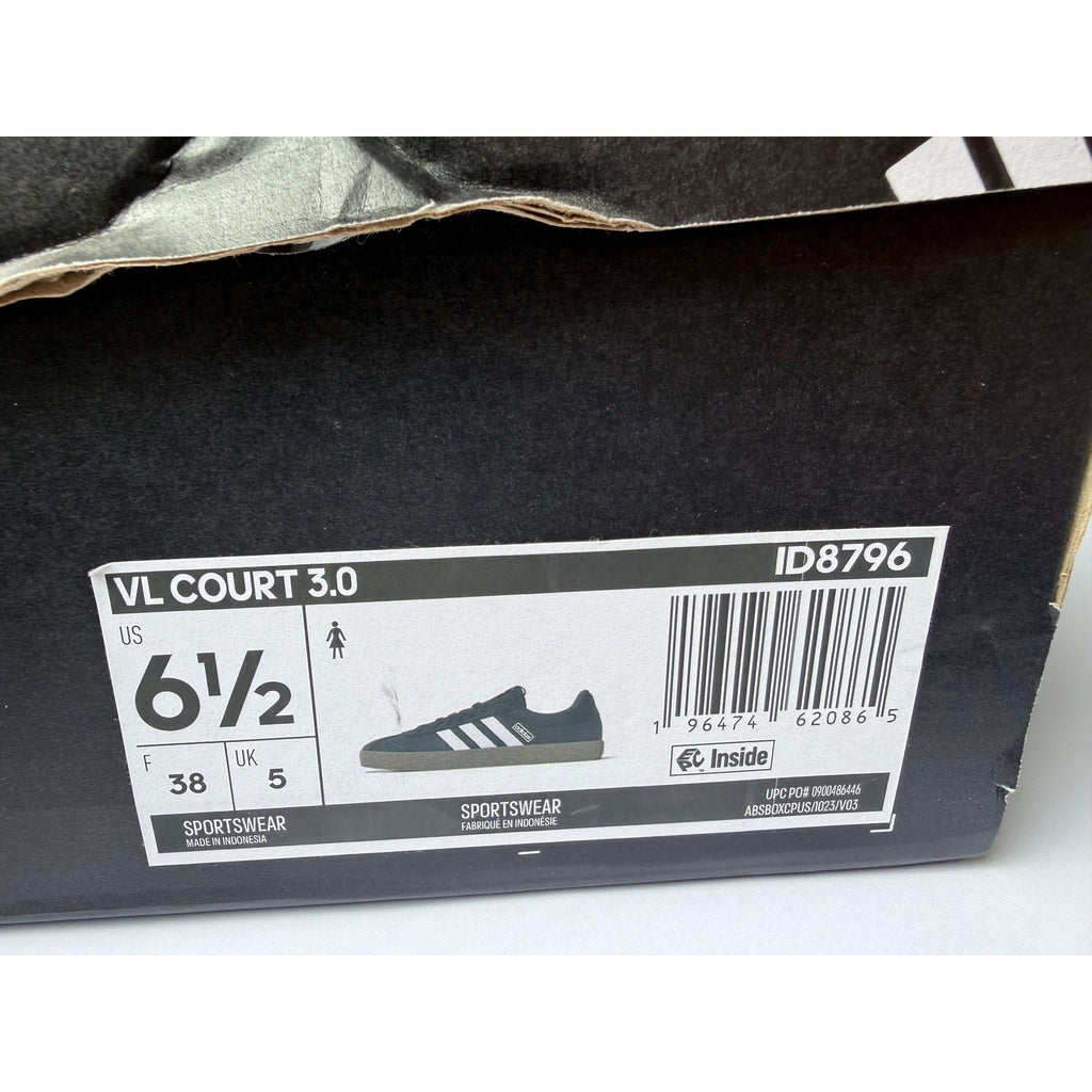 Adidas VL Court 3.0 ID8796 Core Black White Gum Women's 6.5 / UK 5 EUR 38 NWT