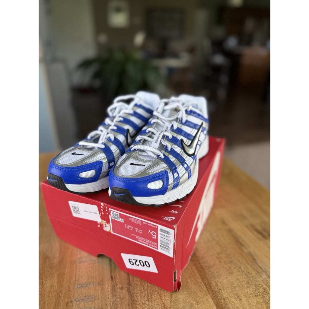 Nike P-6000 GS Racer Blue Metallic Silver White HV5064-402 Size 5Y / Women’s 6.5