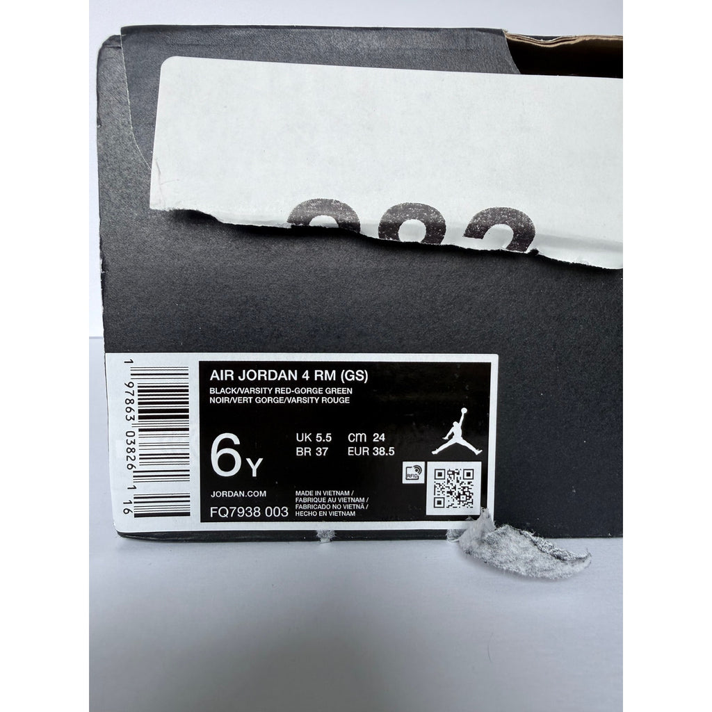 Air Jordan 4 RM GS Black Gorge Green 6Y FQ7938-003 Varsity Red NIB