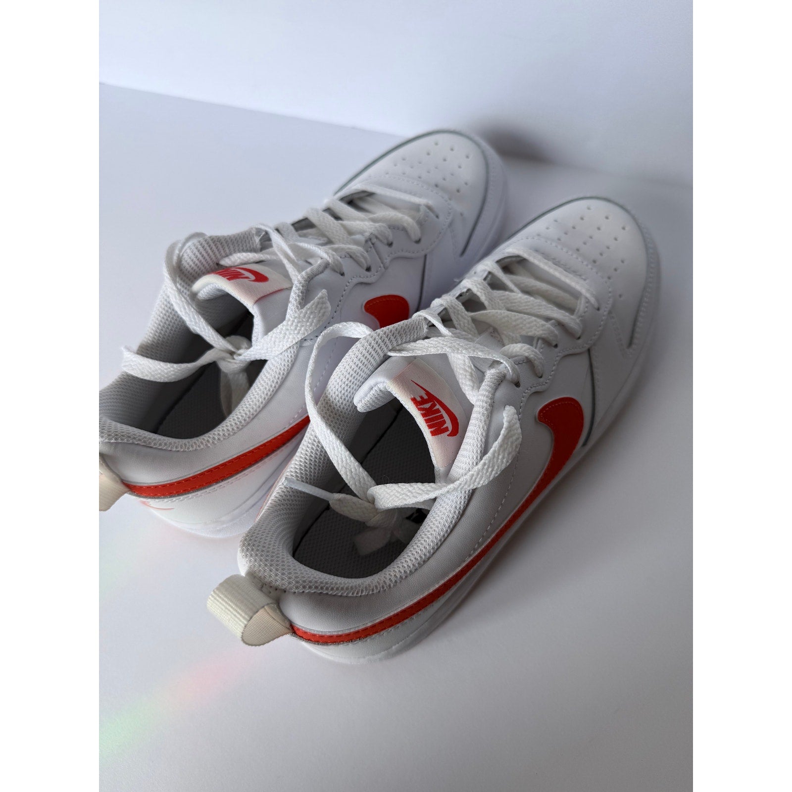 Nike Court Borough Low 2 GS BQ5448-114 White Orange Gum 6.5Y Women's 8 NWT