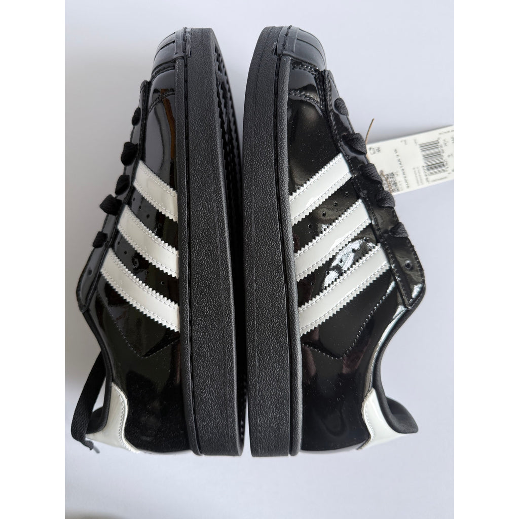 didas Superstar II W JS4009 Black Patent White Gold Women's 7.5 / UK 6 NWT