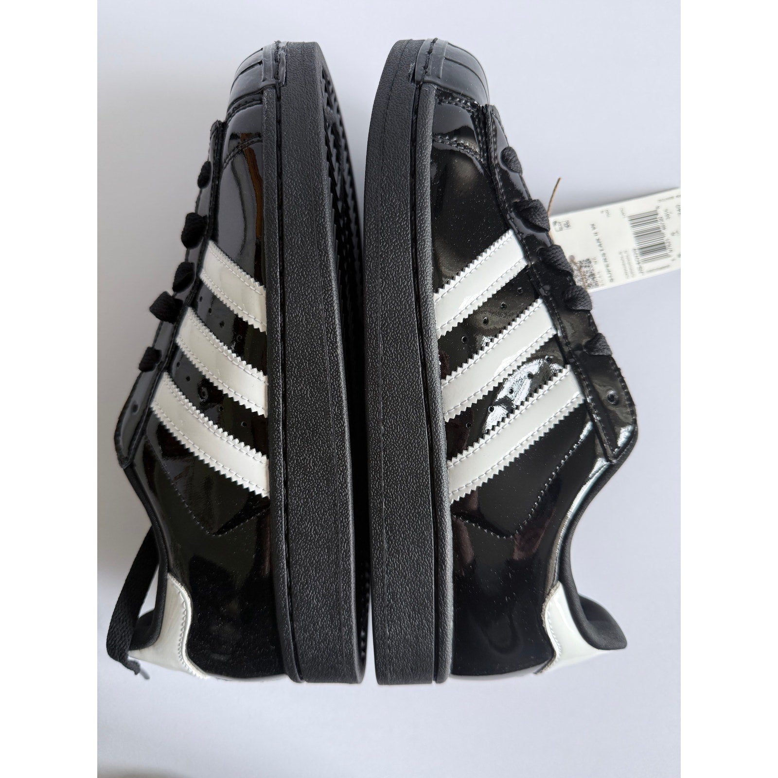 didas Superstar II W JS4009 Black Patent White Gold Women's 7.5 / UK 6 NWT
