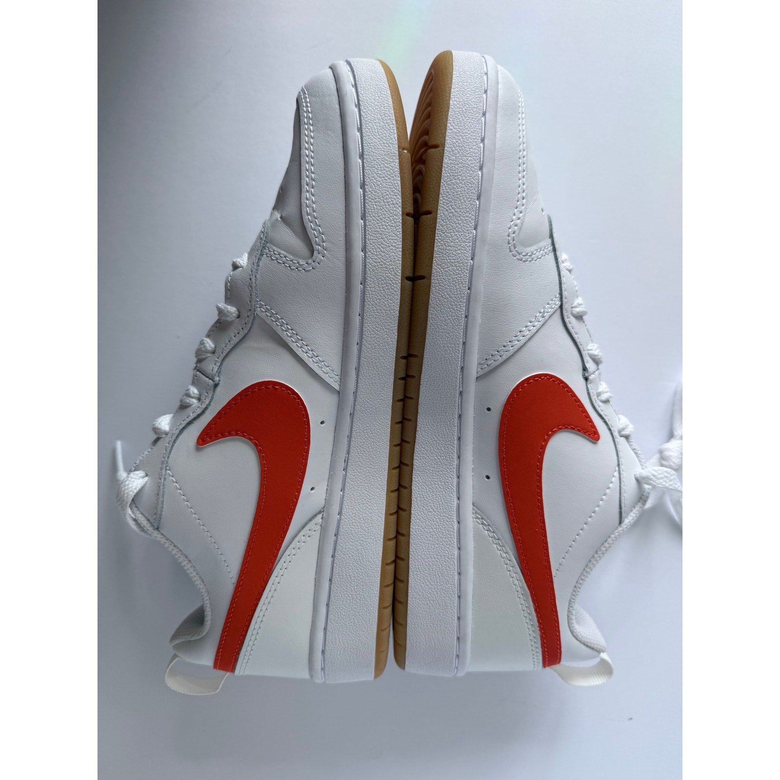 Nike Court Borough Low 2 GS BQ5448-114 White Orange Gum 6.5Y Women's 8 NWT