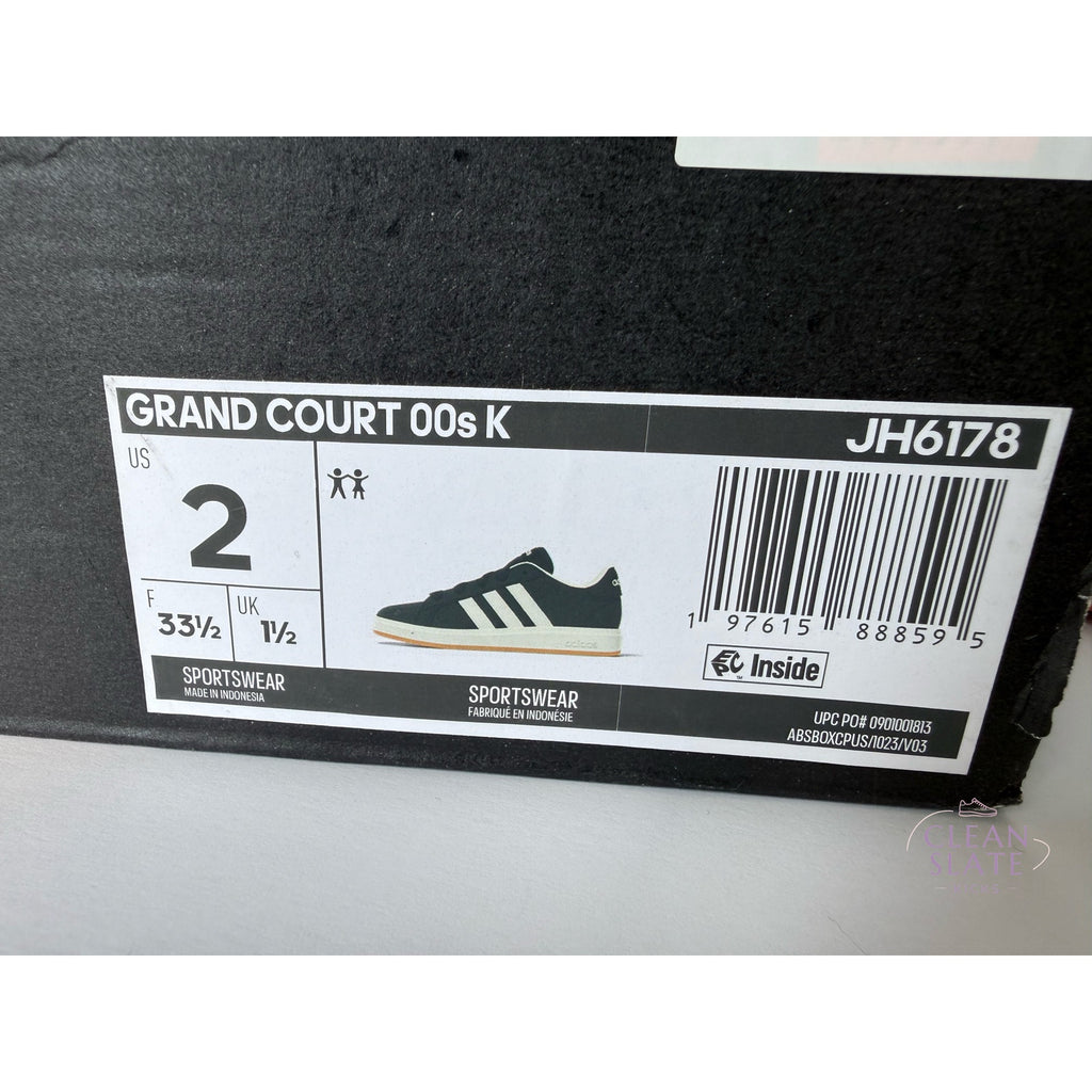 Adidas Grand Court 00s K · JH6178 · Black/White/Gum · Kids 2 / UK 1.5