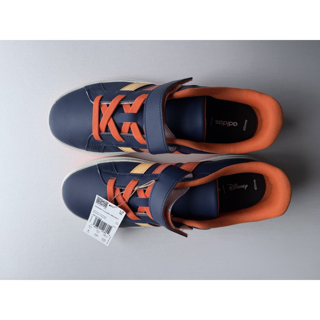 Disney x Adidas Grand Court Mickey EL K JS2345 Navy Orange Size 6K / Women’s 7.5