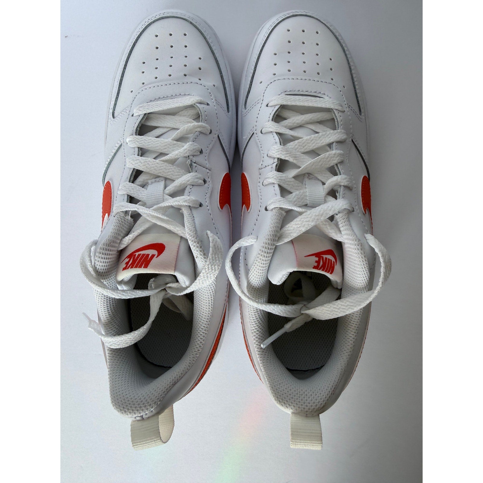 Nike Court Borough Low 2 GS BQ5448-114 White Orange Gum 6.5Y Women's 8 NWT