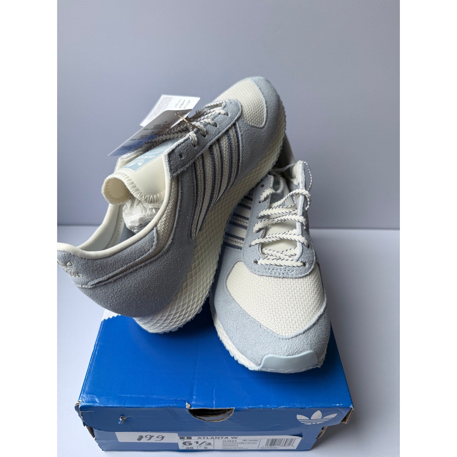 Adidas Atlanta W JI2893 Off White Wonder Blue Silver Women's 6.5 / UK 5 NWT