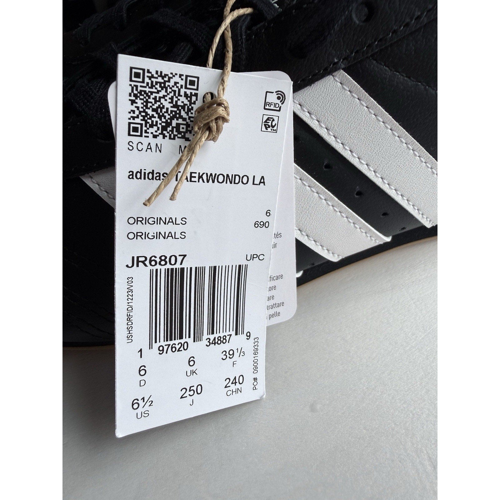 Adidas Taekwondo Lace J Core Black Cloud White Gum JR6807 Size 6.5Y / Women’s 8