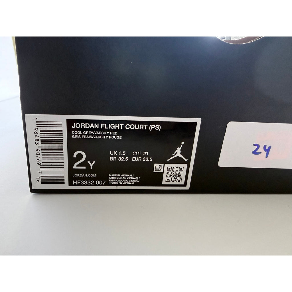 Jordan Flight Court PS HF3332-007 Cool Grey Varsity Red Boys 2Y / EUR 33.5 NIB