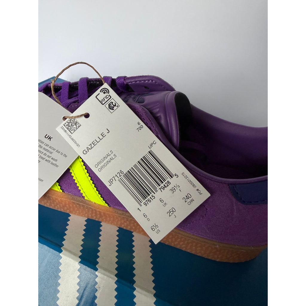 Adidas Gazelle J Active Purple Solar Yellow JP7126 Sz 6.5Y NWT
