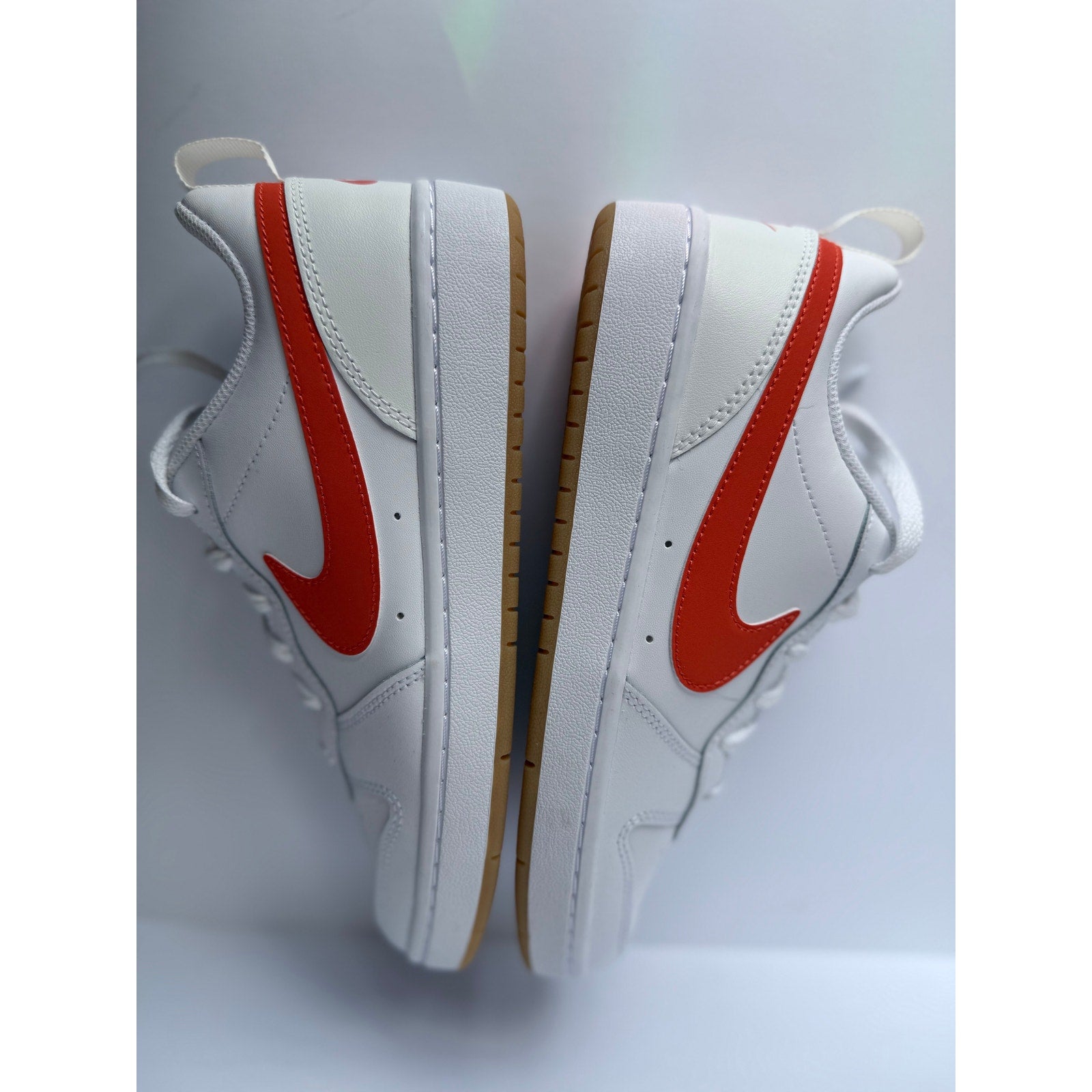 Nike Court Borough Low 2 GS BQ5448-114 White Orange Gum 6.5Y Women's 8 NWT
