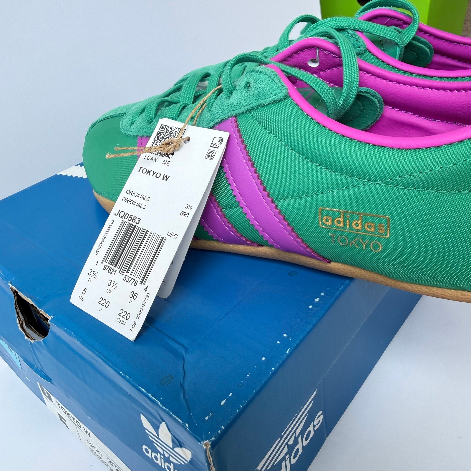 Adidas Tokyo W JQ0583 Court Green Purple Burst Gum Women's 5 UK 3.5 EUR 36 NWT