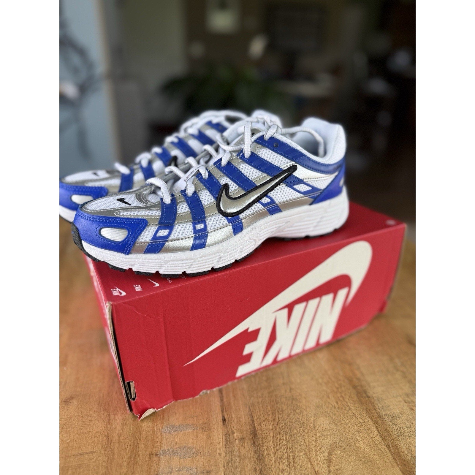 Nike P-6000 GS Racer Blue Metallic Silver White HV5064-402 Size 5Y / Women’s 6.5