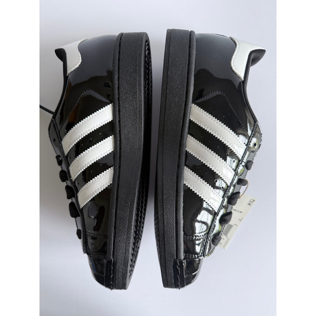 didas Superstar II W JS4009 Black Patent White Gold Women's 7.5 / UK 6 NWT