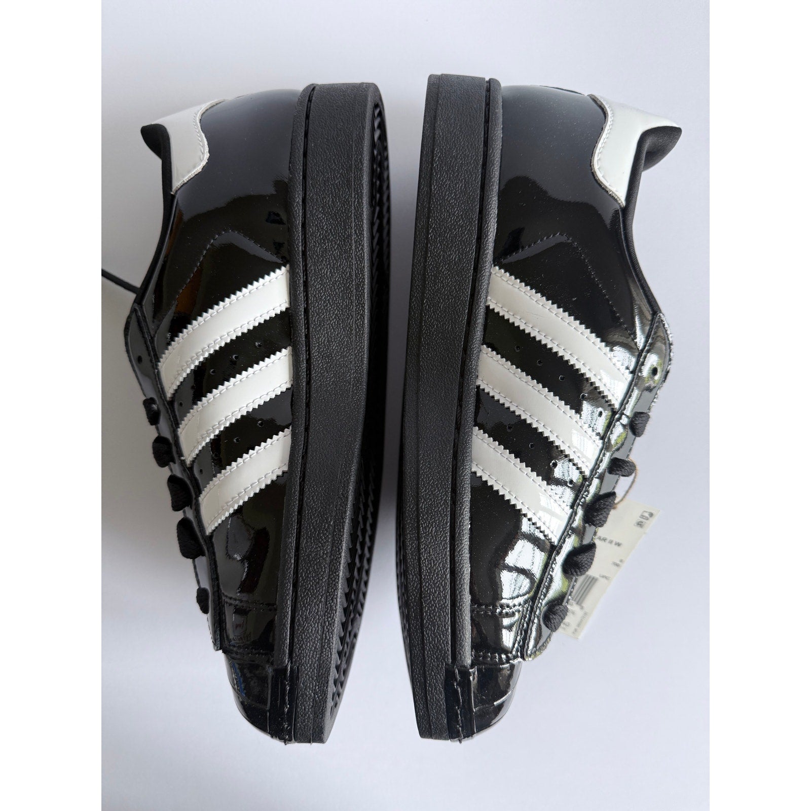 didas Superstar II W JS4009 Black Patent White Gold Women's 7.5 / UK 6 NWT