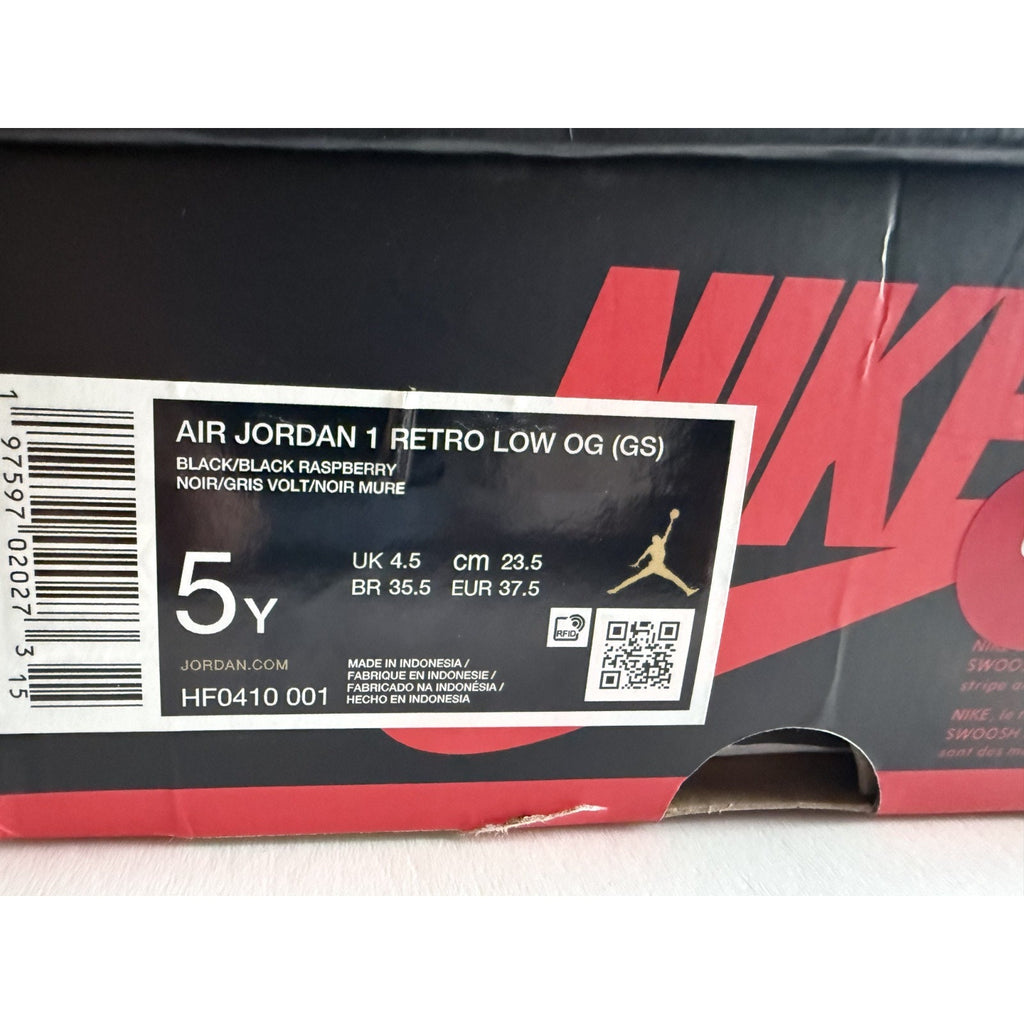 Air Jordan 1 Retro Low OG GS Black Raspberry HF0410-001 5Y Womens 6.5 NIB
