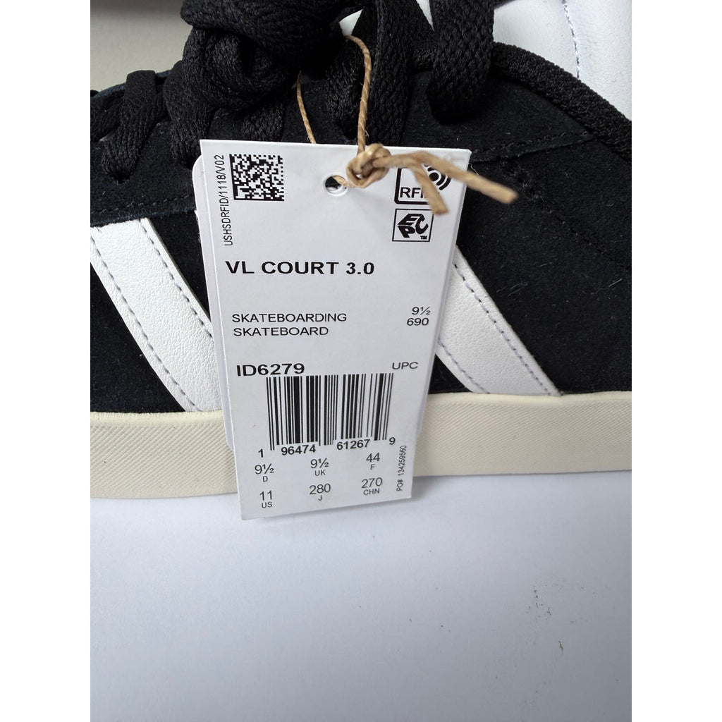 Adidas VL Court 3.0 Skate Black White Cream ID6279 Men 9.5 NWT
