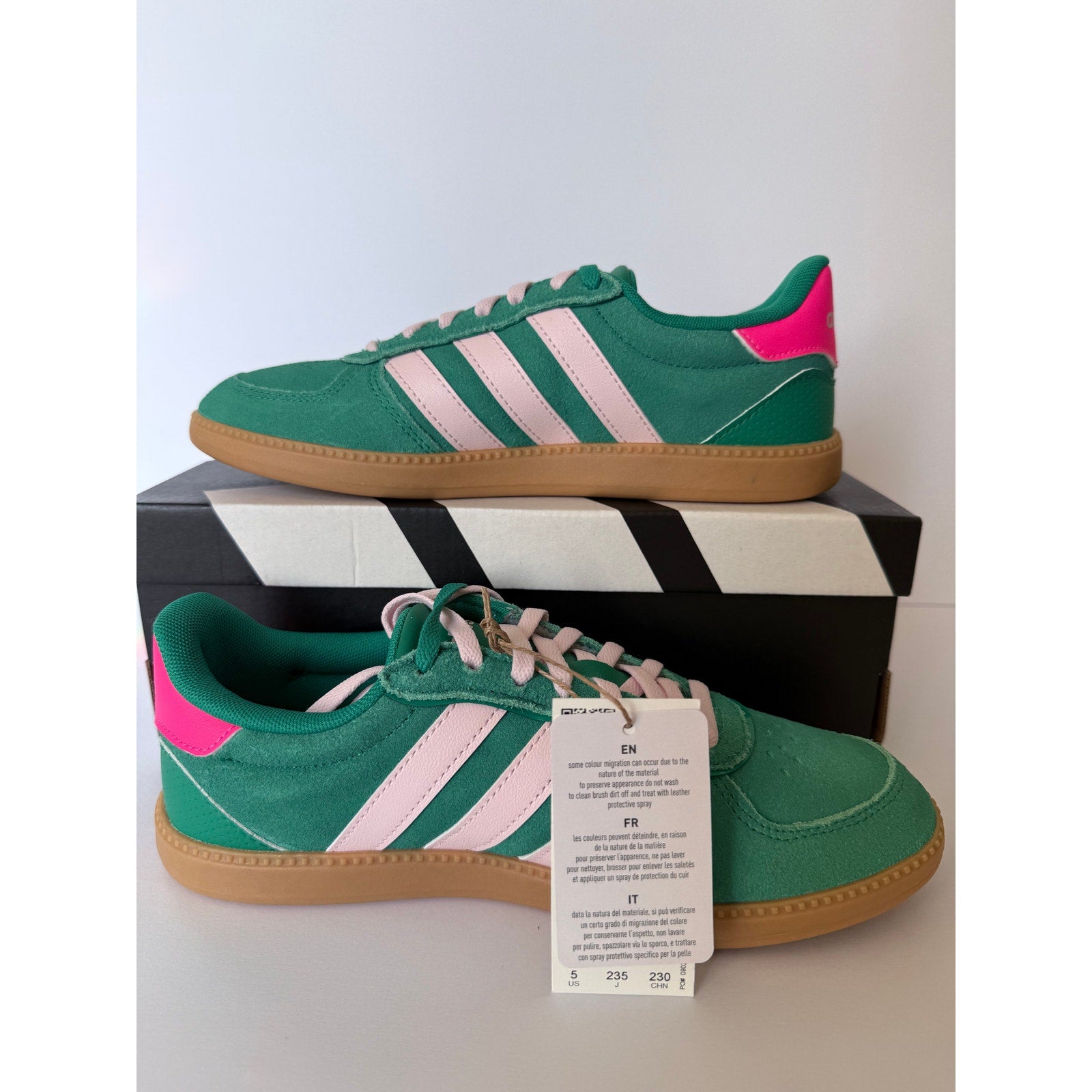 Adidas Breaknet Sleek J JR2131 Court Green Clear Pink Kids 5 / UK 4.5 / EUR 37