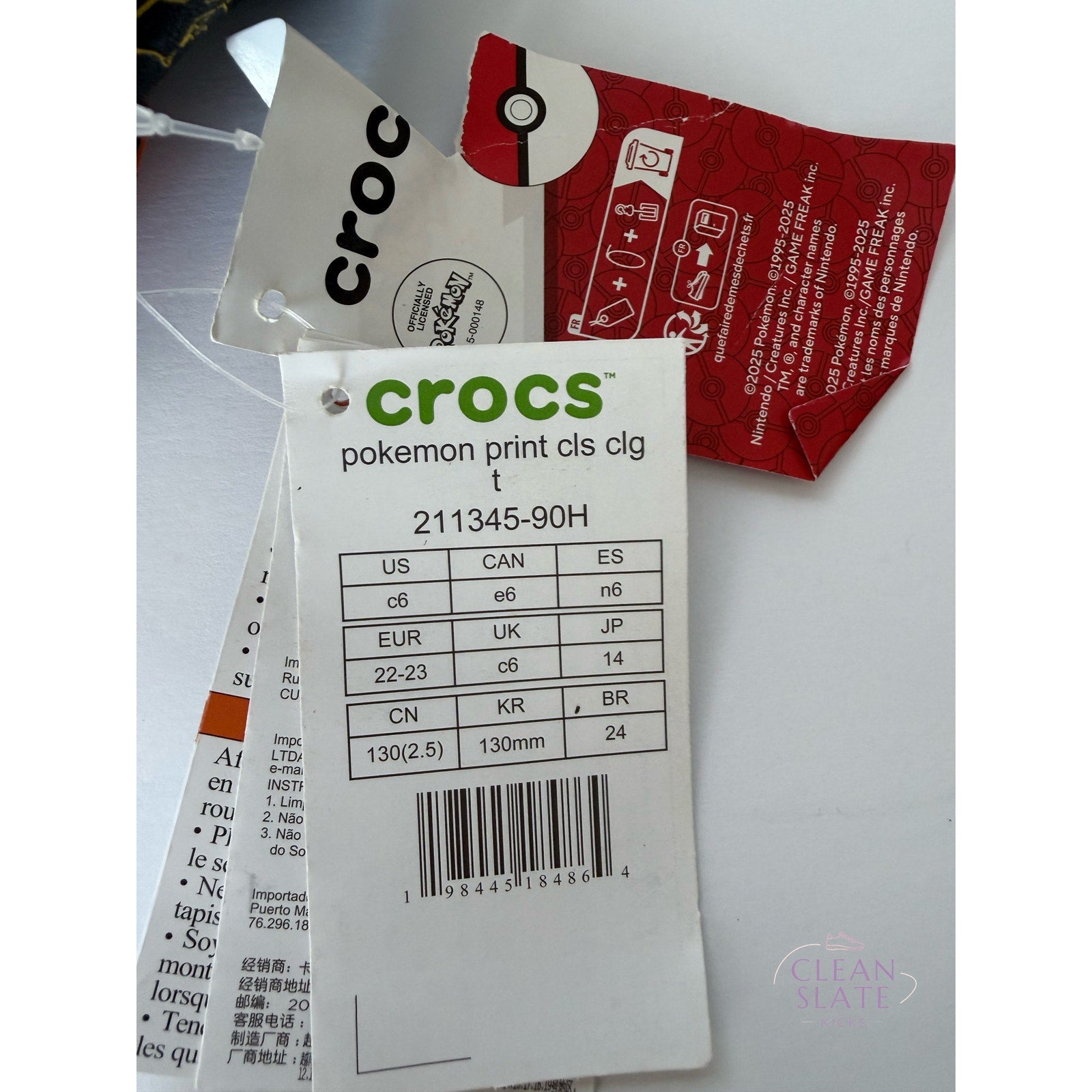 Crocs x Pokémon Print Classic Clog Toddler C6 211345-90H Black Multi NWT
