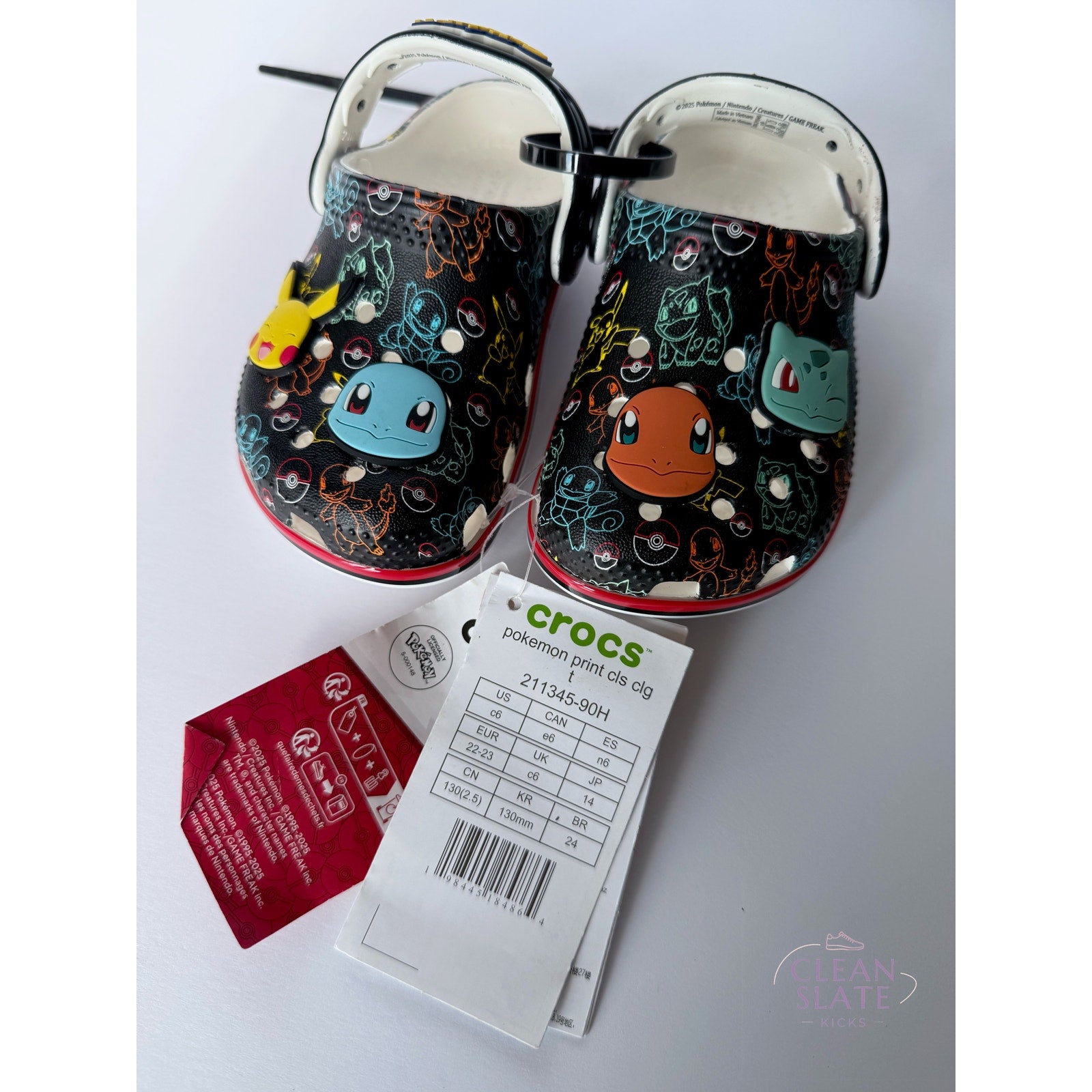 Crocs x Pokémon Print Classic Clog Toddler C6 211345-90H Black Multi NWT