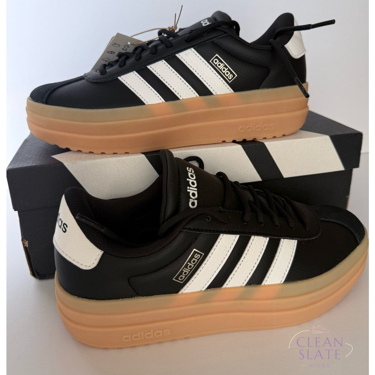 Adidas VL Court Bold IH3081 Black White Gum Women's 7 / UK 5.5 / EUR 38.5 NWT