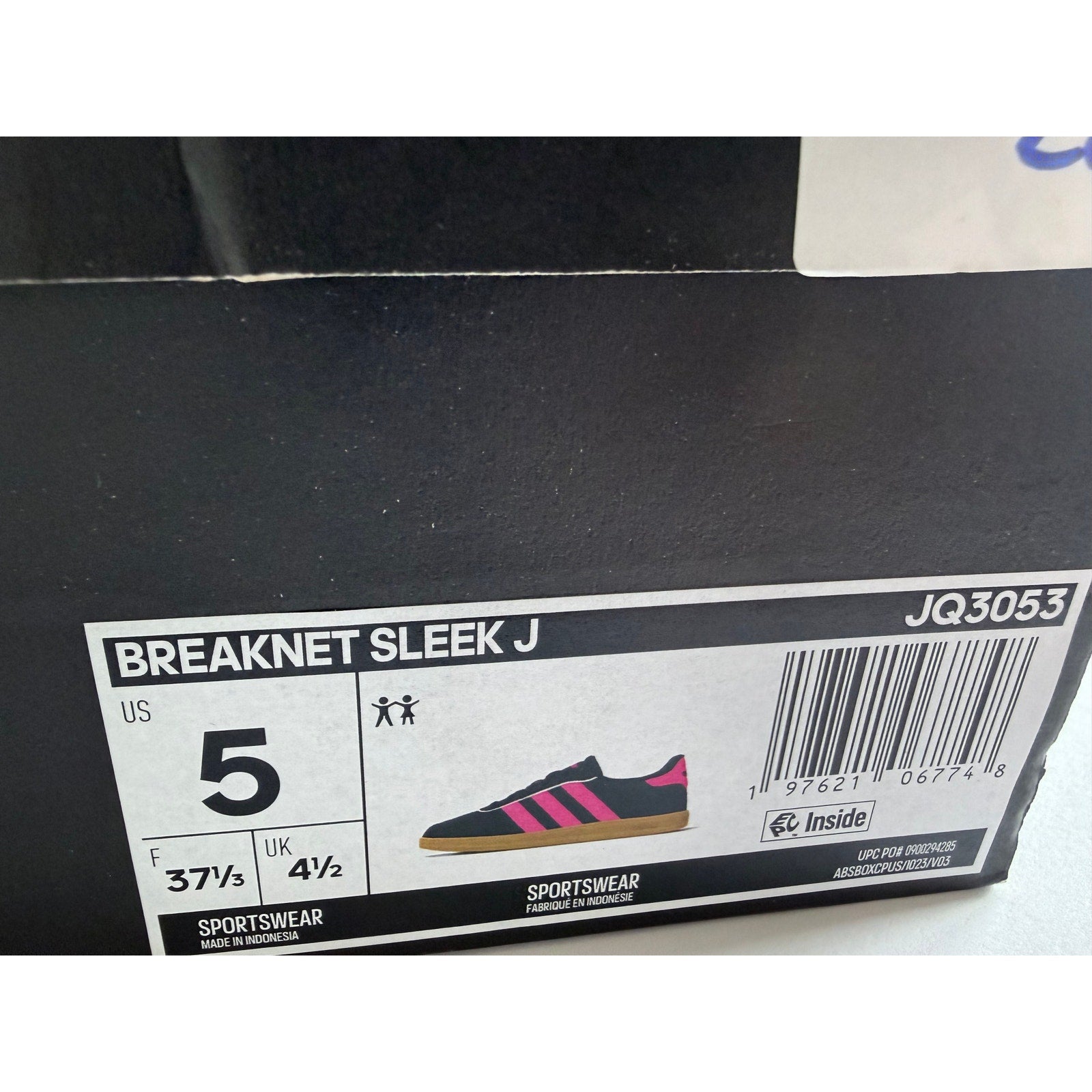 Adidas Breaknet Sleek J JQ3053 Black Pink Gum Kids 5 / UK 4.5 / EUR 37⅓ NIB