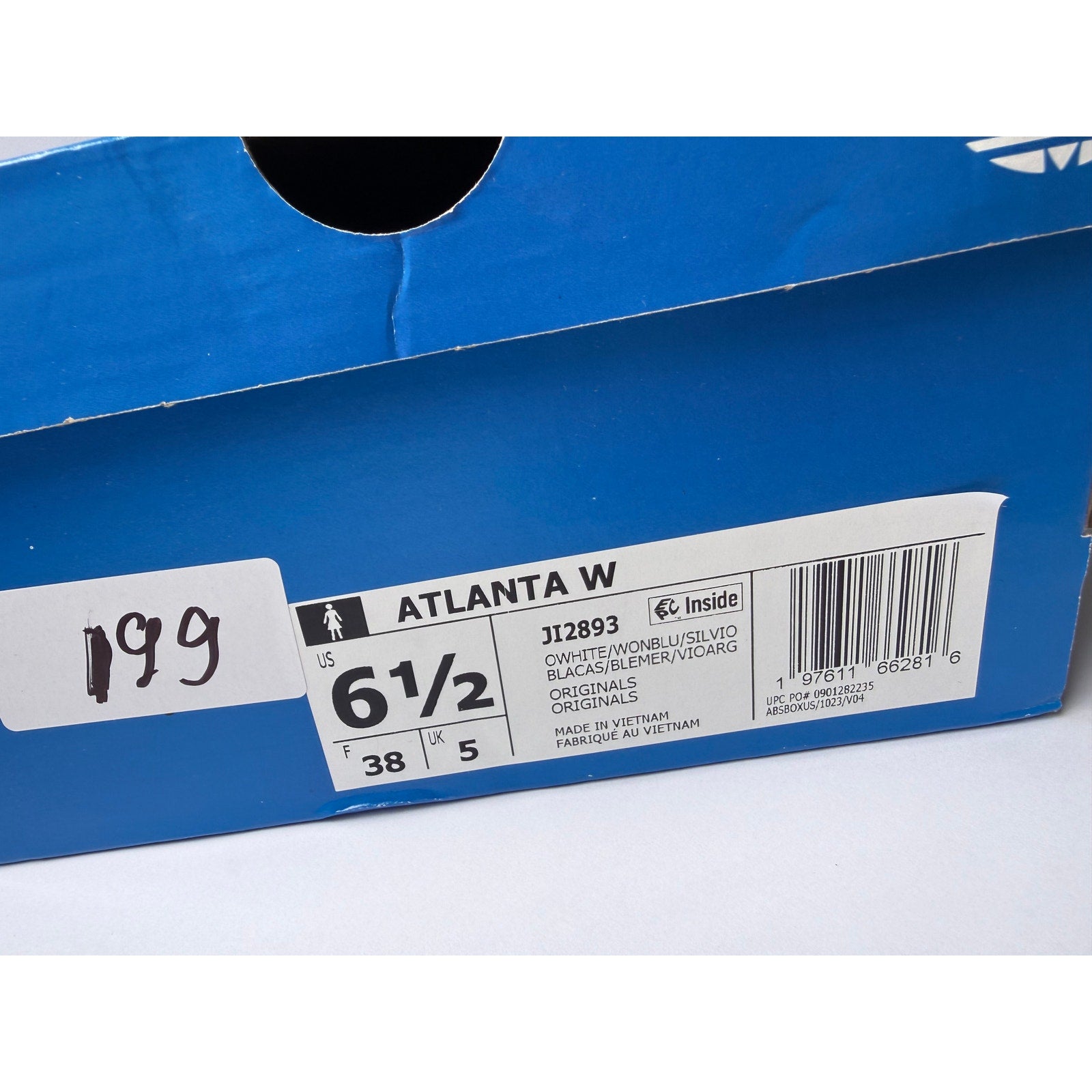 Adidas Atlanta W JI2893 Off White Wonder Blue Silver Women's 6.5 / UK 5 NWT