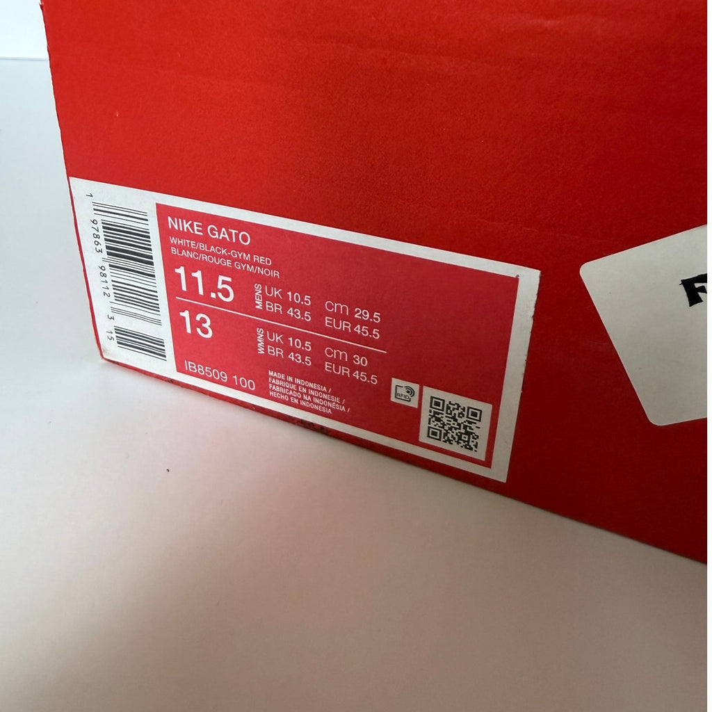 Nike Gato IB8509-100 White Black Gym Red Men's 11.5 / UK 10.5 / EUR 45.5 NIB