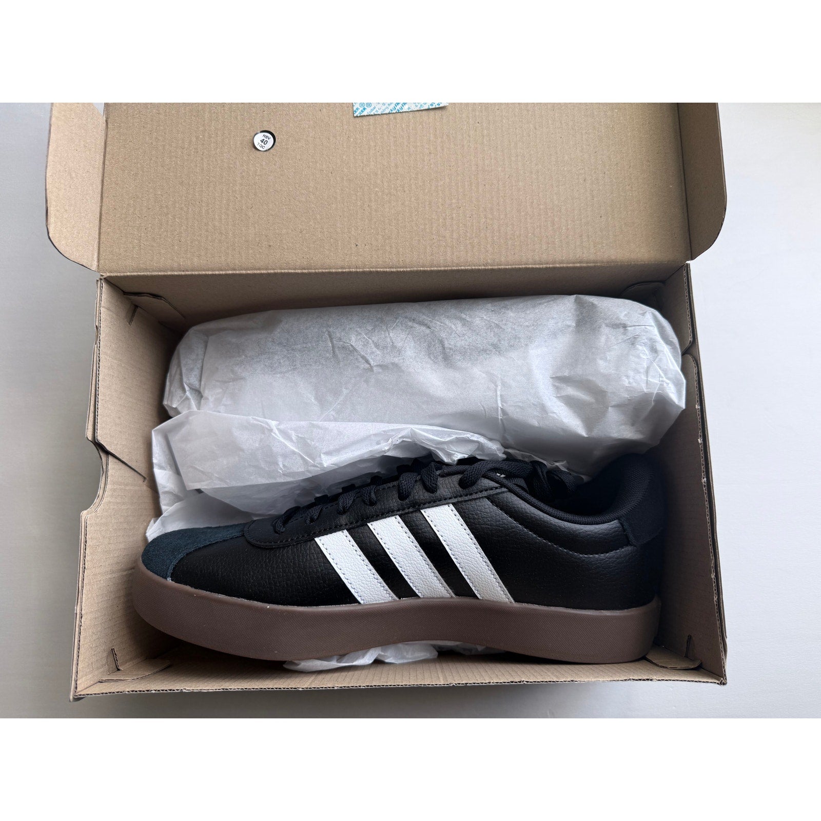 Adidas VL Court 3.0 ID6286 Black White Gum Men's 9 / UK 8.5 New In Box