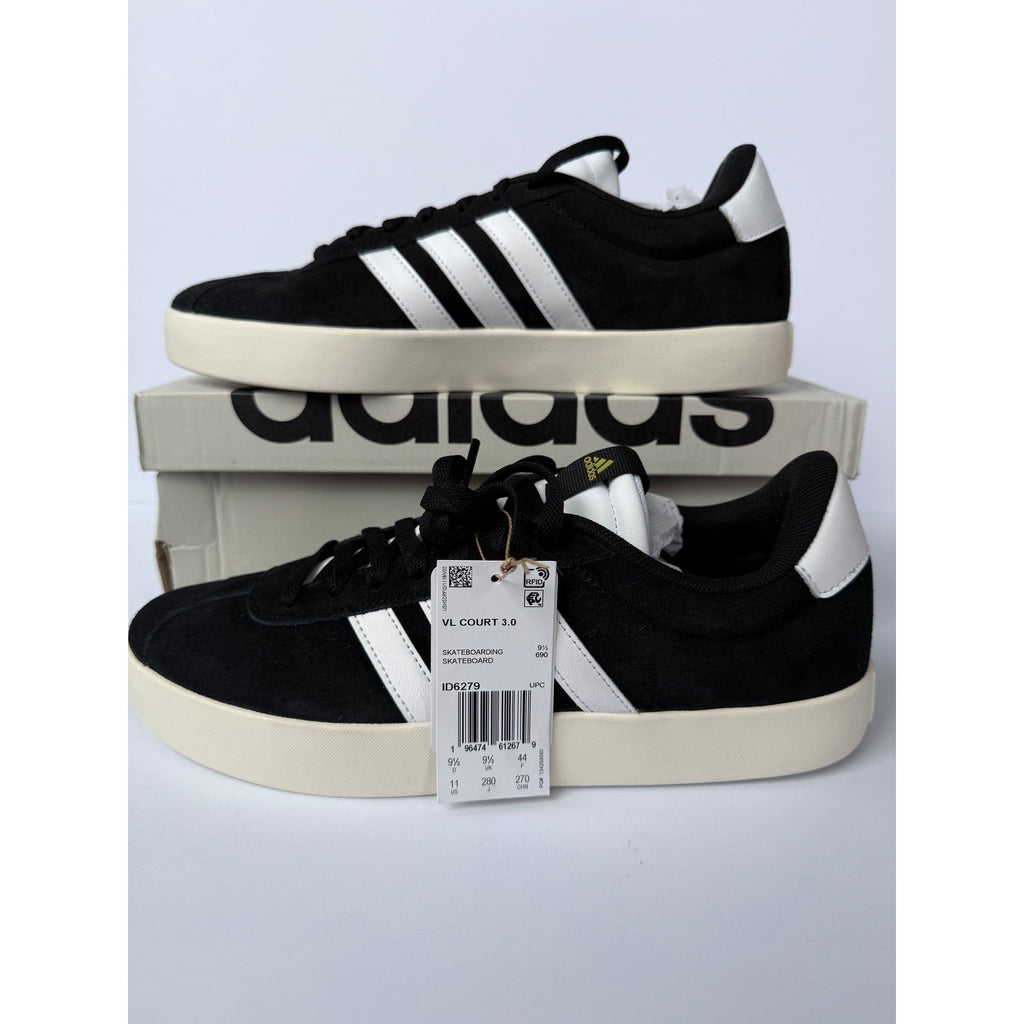 Adidas VL Court 3.0 Skate Black White Cream ID6279 Men 9.5 NWT