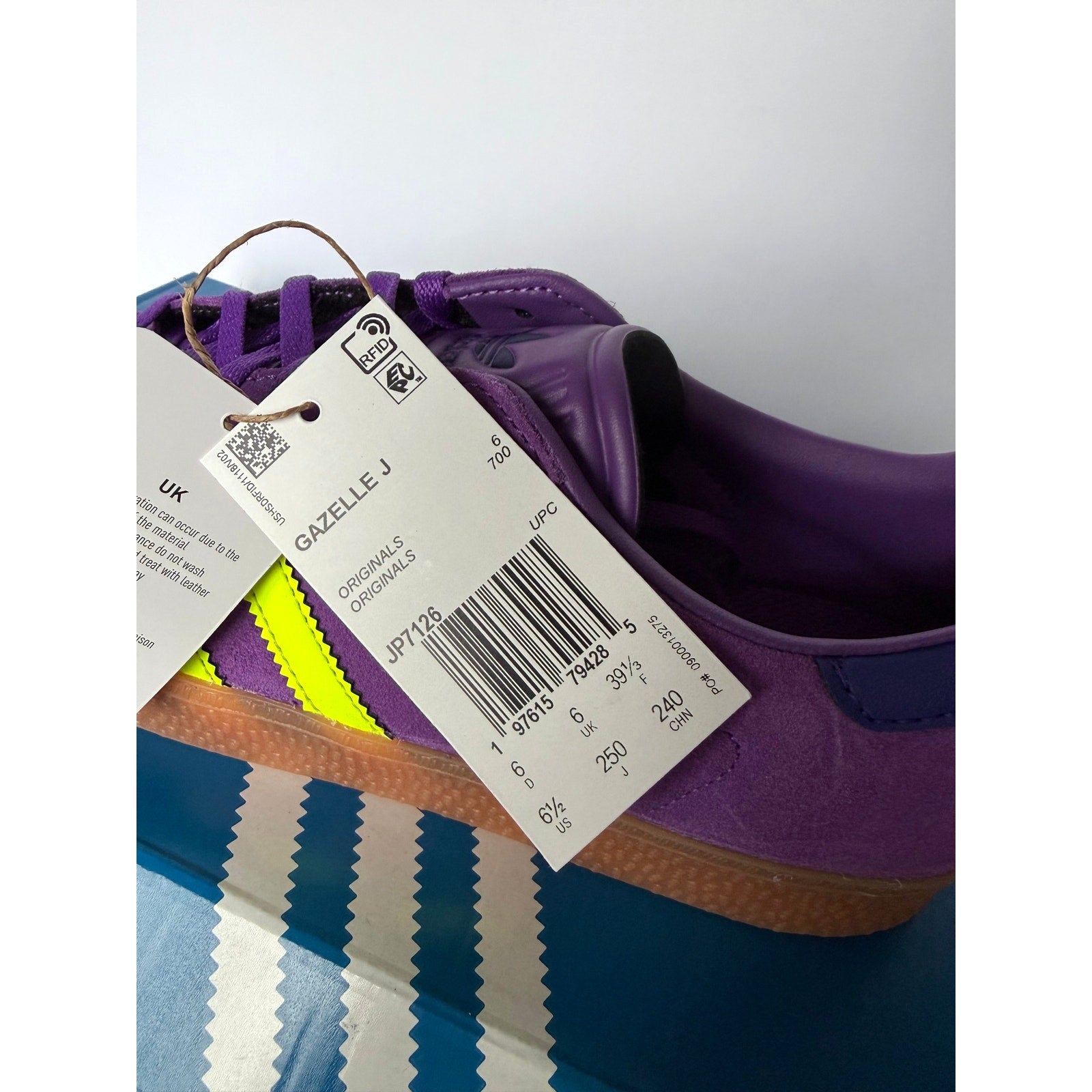 Adidas Gazelle J Active Purple Solar Yellow JP7126 Sz 6.5Y NWT