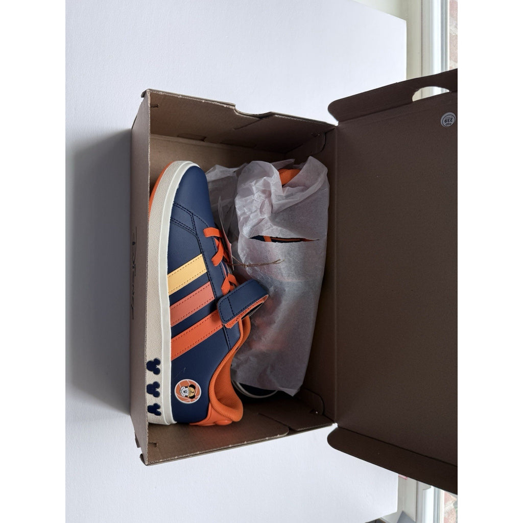 Disney x Adidas Grand Court Mickey EL K JS2345 Navy Orange Size 6K / Women’s 7.5