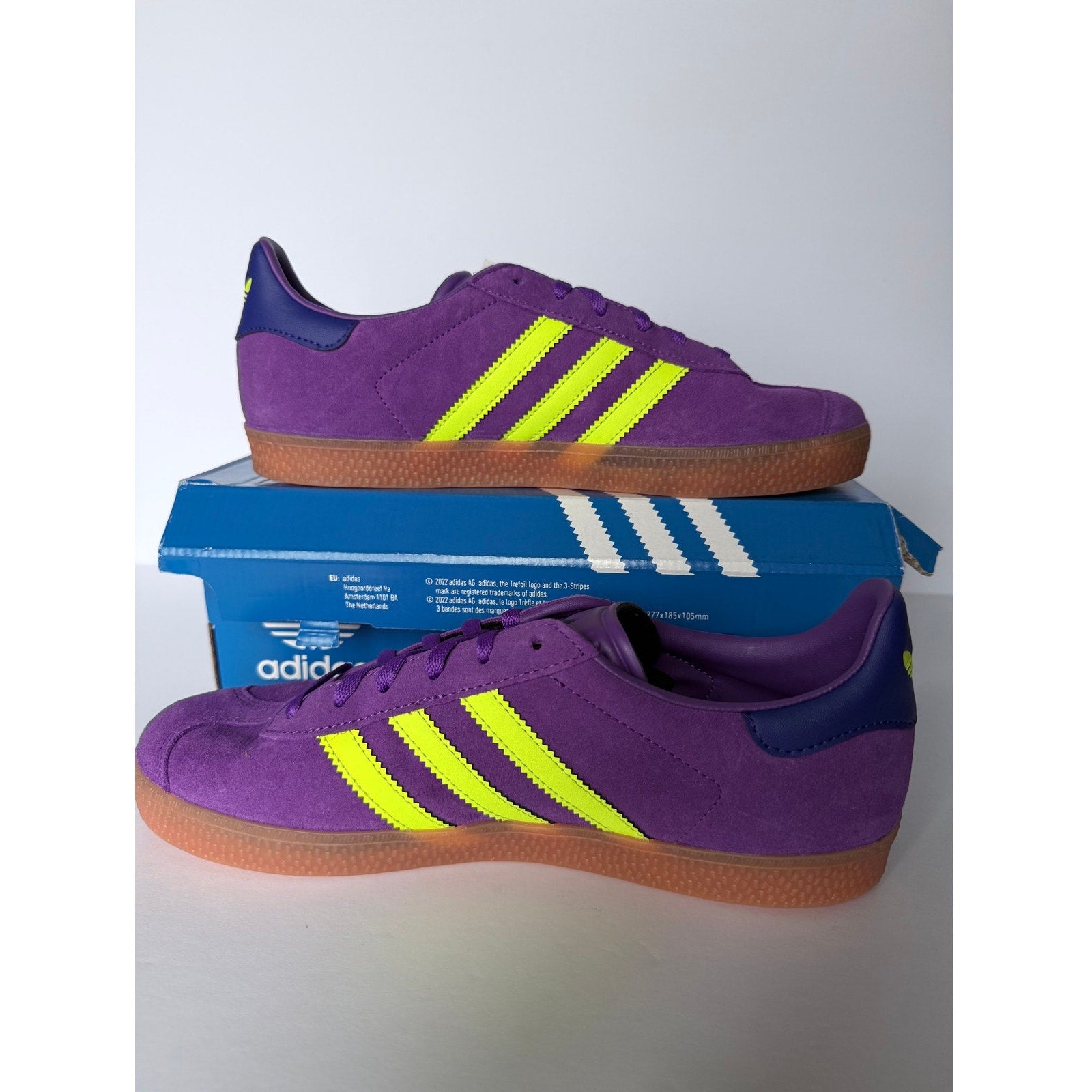 Adidas Gazelle J Active Purple Solar Yellow JP7126 Sz 6.5Y NWT