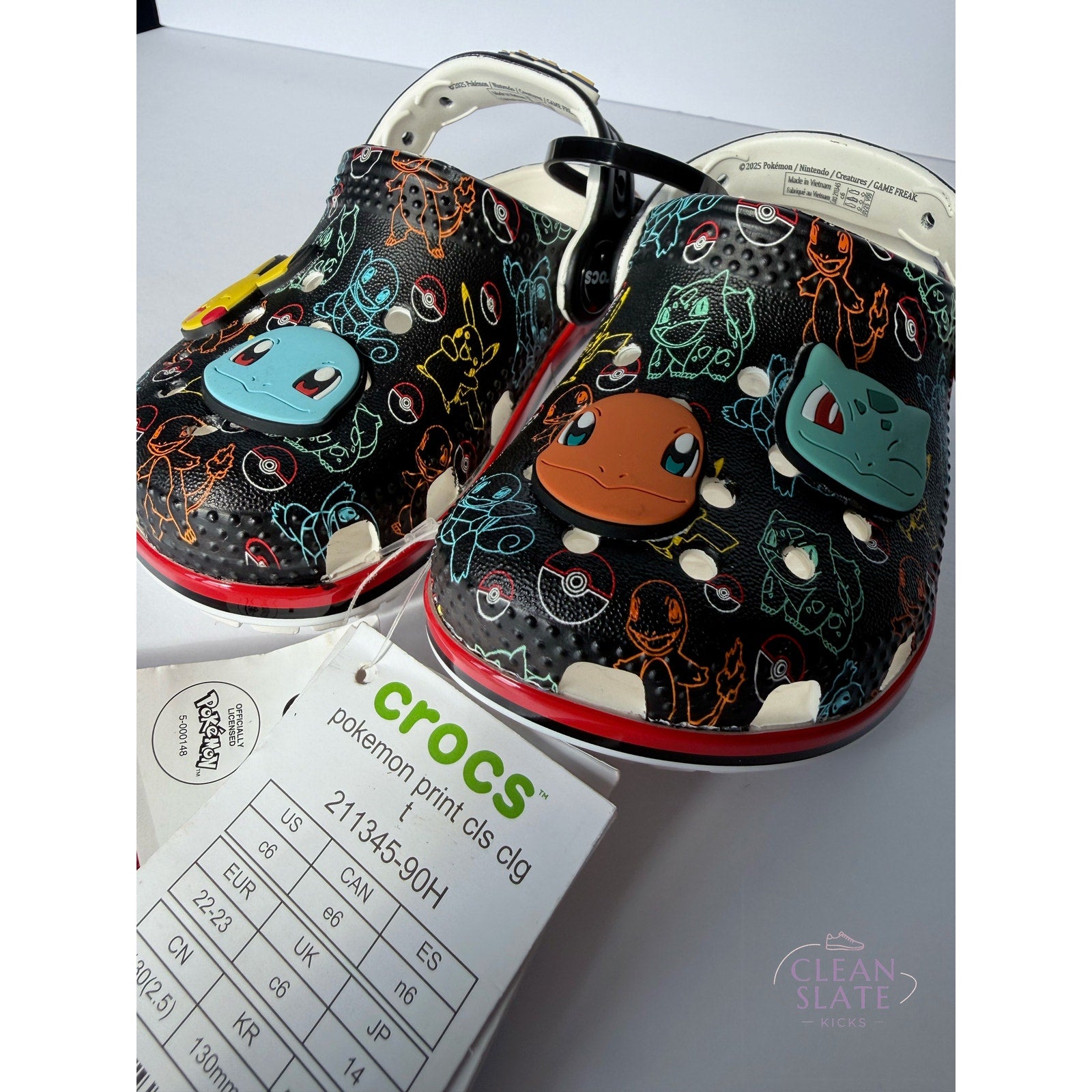 Crocs x Pokémon Print Classic Clog Toddler C6 211345-90H Black Multi NWT