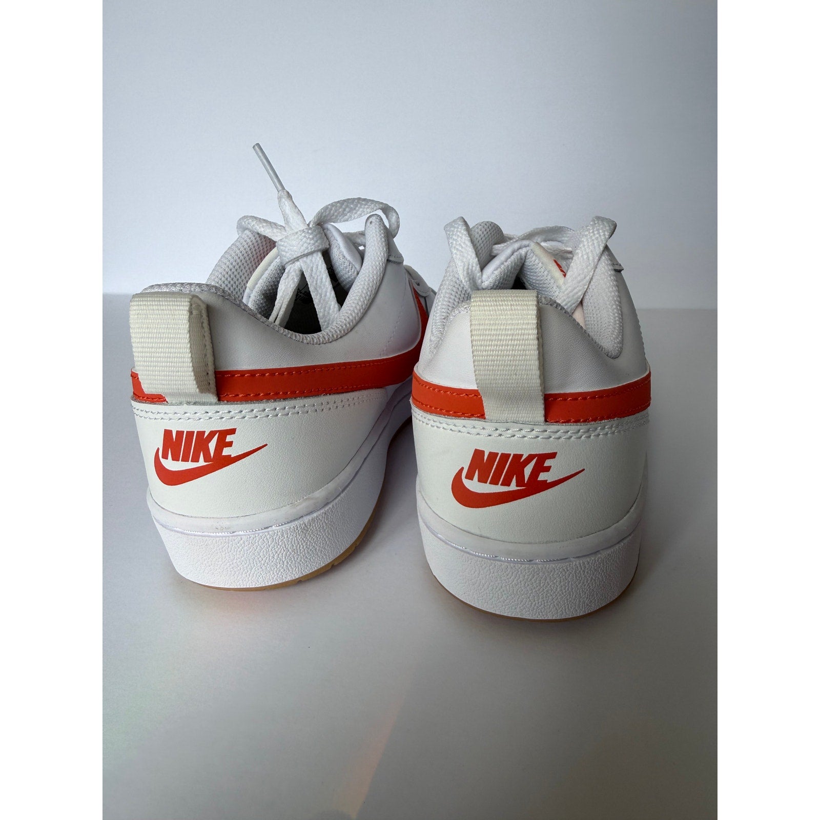 Nike Court Borough Low 2 GS BQ5448-114 White Orange Gum 6.5Y Women's 8 NWT