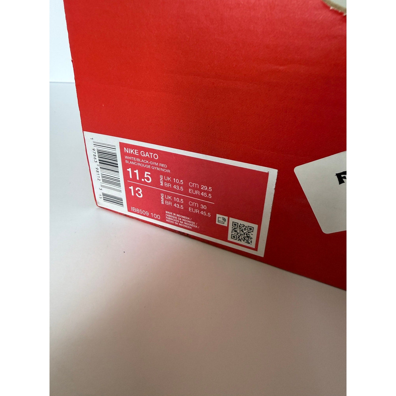 Nike Gato IB8509-100 White Black Gym Red Men's 11.5 / UK 10.5 / EUR 45.5 NIB