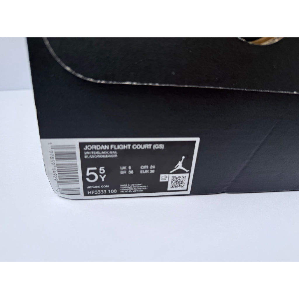 Jordan Flight Court GS HF3333-100 White Black Sail Boys 5.5Y / UK 5 EUR 38 NIB