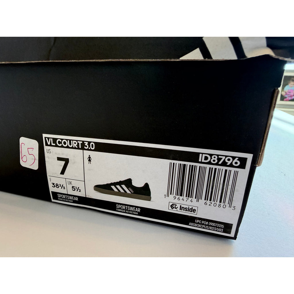 Adidas VL Court 3.0 ID8796 Black White Gum Women's 7 / UK 5.5 New With Tags